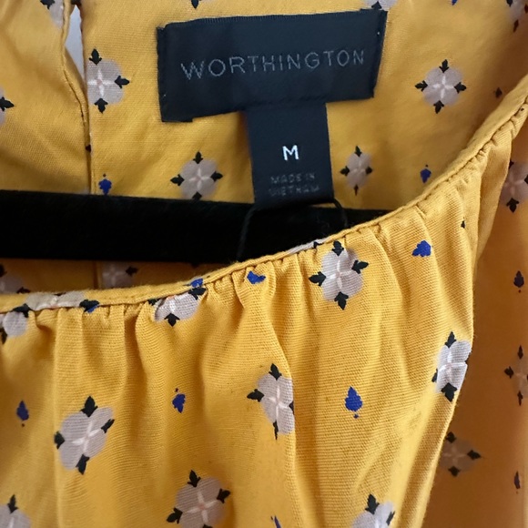 Worthington Gold Yellow Floral Top M - Picture 4 of 6